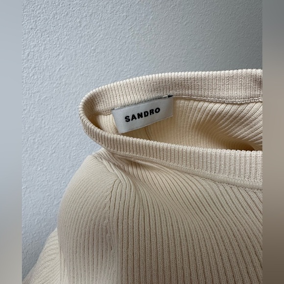 Sandro Womens Naturels Button-embellished Knitted Maxi Dress In Cream - Picture 11 of 16